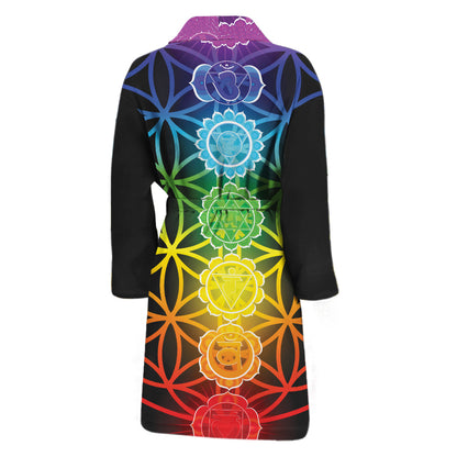 Seven Chakras Flower Of Life Print Men's Bathrobe
