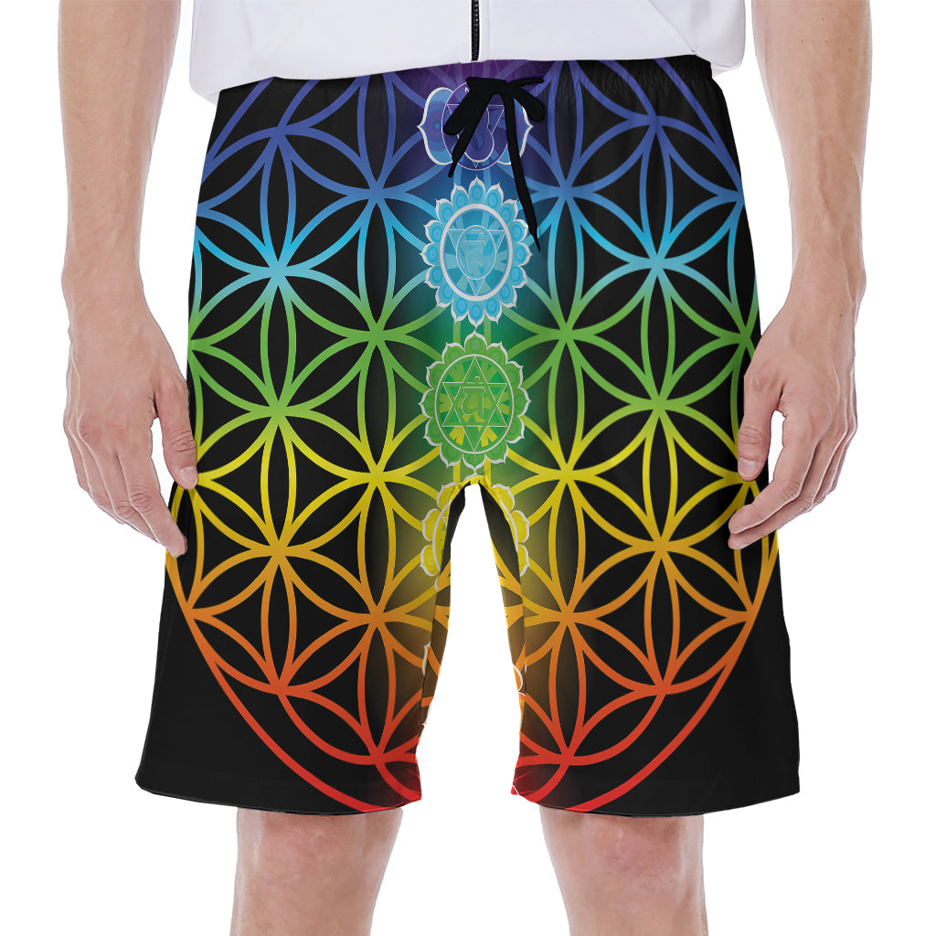 Seven Chakras Flower Of Life Print Men's Beach Shorts