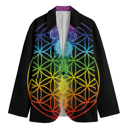 Seven Chakras Flower Of Life Print Men's Blazer