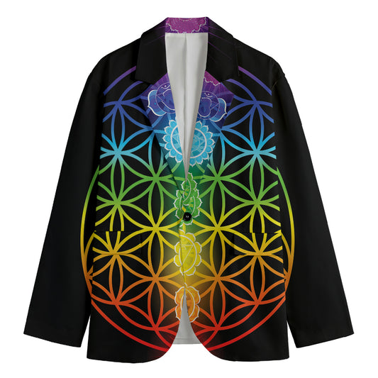Seven Chakras Flower Of Life Print Men's Blazer