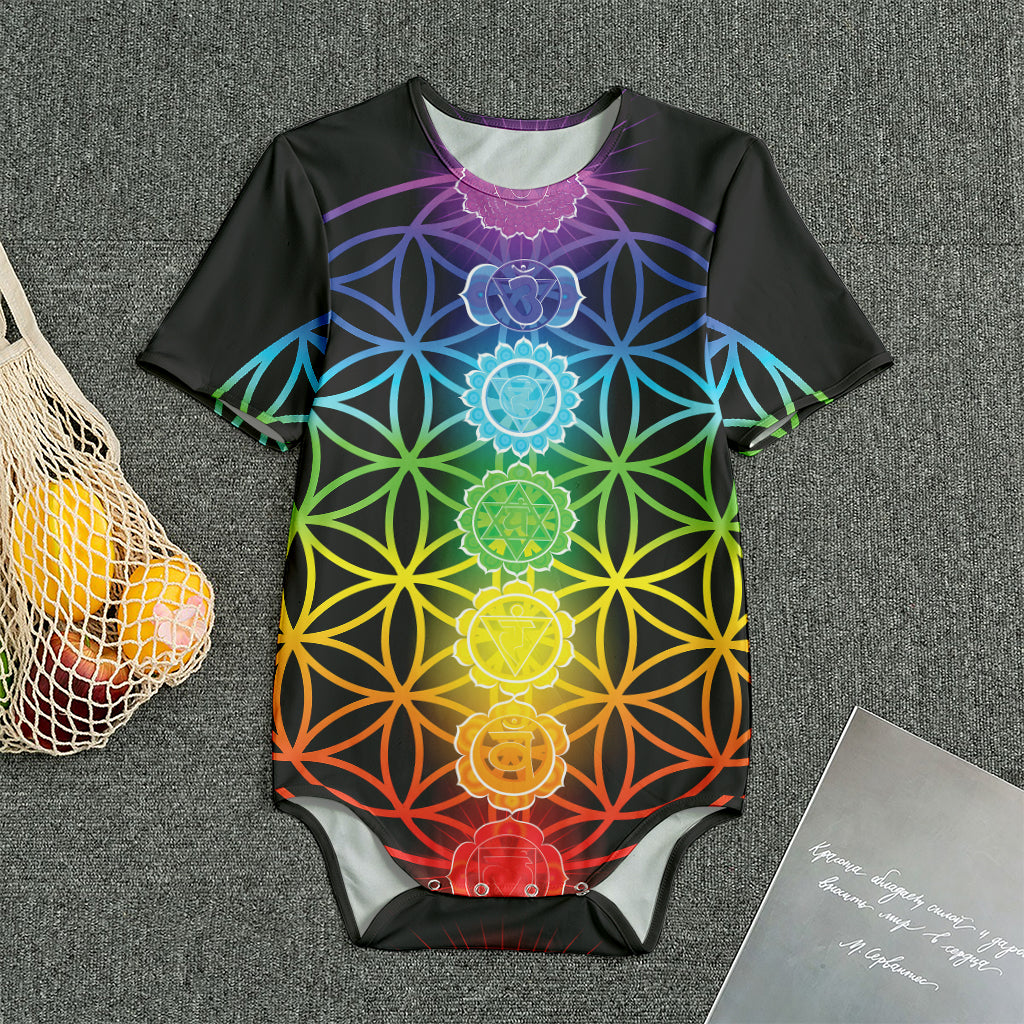 Seven Chakras Flower Of Life Print Men's Bodysuit