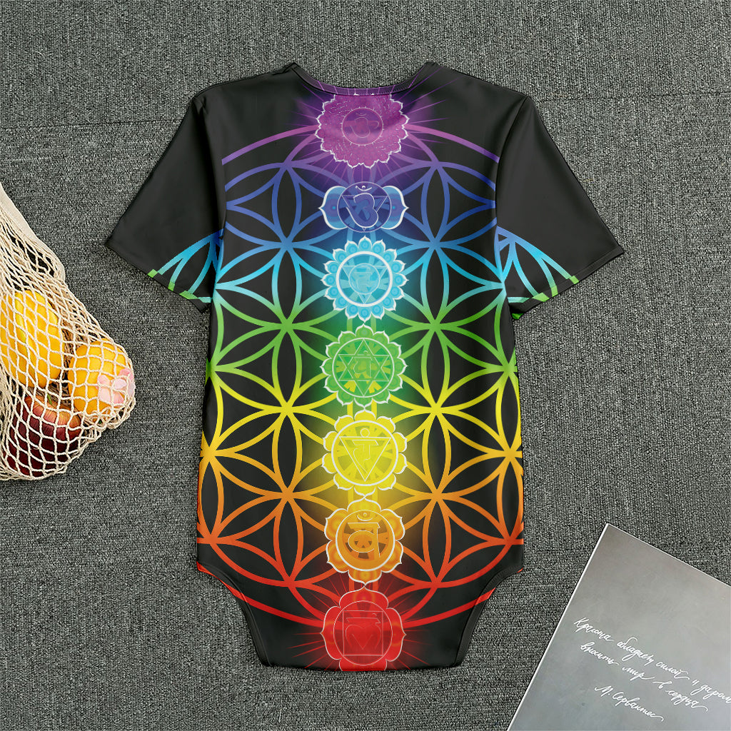 Seven Chakras Flower Of Life Print Men's Bodysuit