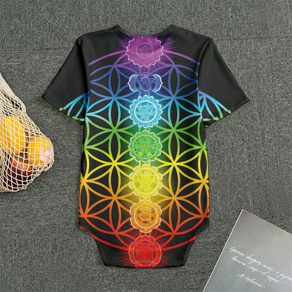 Seven Chakras Flower Of Life Print Men's Bodysuit