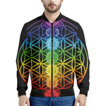 Seven Chakras Flower Of Life Print Men's Bomber Jacket