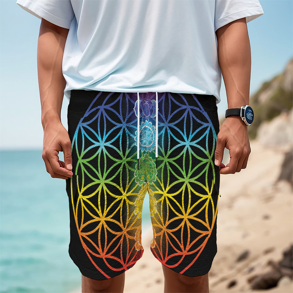 Seven Chakras Flower Of Life Print Men's Cargo Shorts