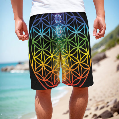 Seven Chakras Flower Of Life Print Men's Cargo Shorts