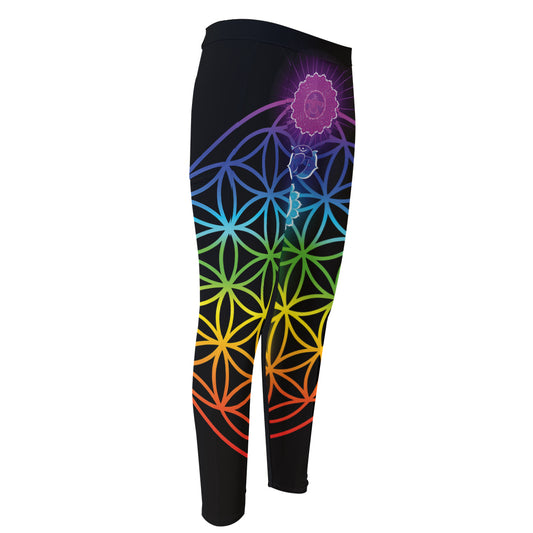 Seven Chakras Flower Of Life Print Men's Compression Pants