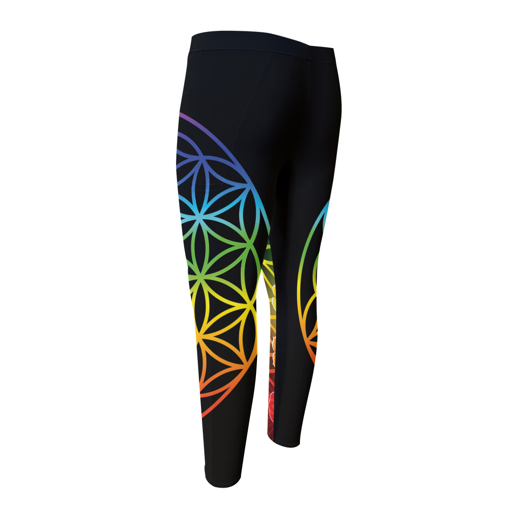 Seven Chakras Flower Of Life Print Men's Compression Pants
