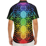 Seven Chakras Flower Of Life Print Men's Deep V-Neck Shirt