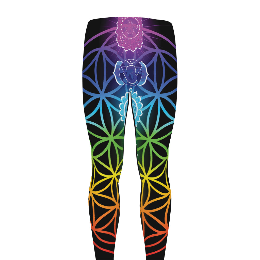 Seven Chakras Flower Of Life Print Men's leggings