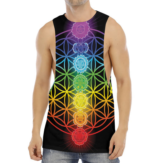 Seven Chakras Flower Of Life Print Men's Muscle Tank Top
