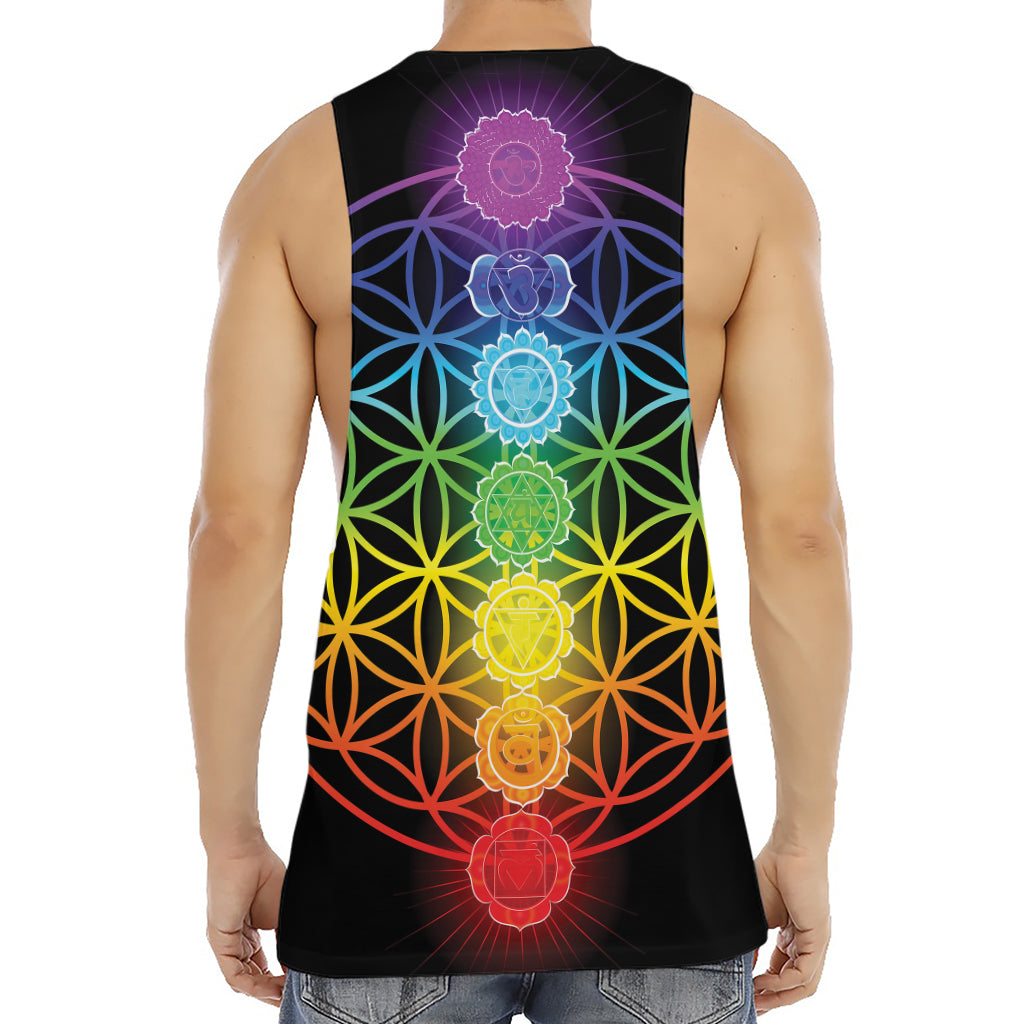 Seven Chakras Flower Of Life Print Men's Muscle Tank Top