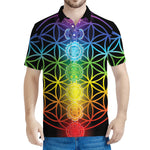 Seven Chakras Flower Of Life Print Men's Polo Shirt