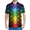 Seven Chakras Flower Of Life Print Men's Polo Shirt