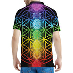 Seven Chakras Flower Of Life Print Men's Polo Shirt