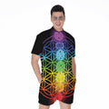 Seven Chakras Flower Of Life Print Men's Romper