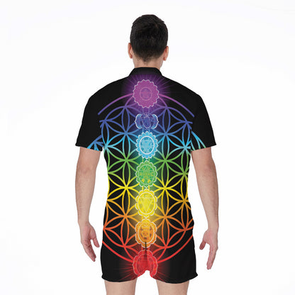 Seven Chakras Flower Of Life Print Men's Rompers
