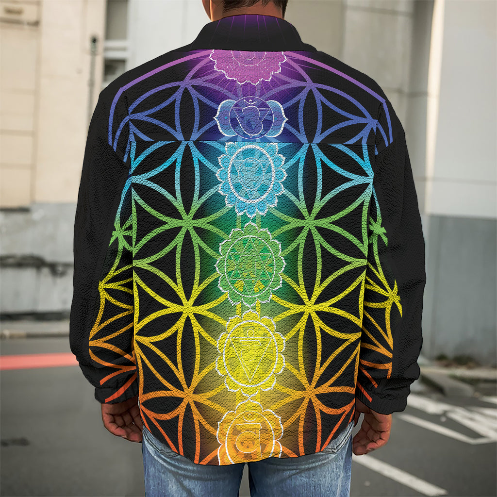 Seven Chakras Flower Of Life Print Men's Shirt Jacket