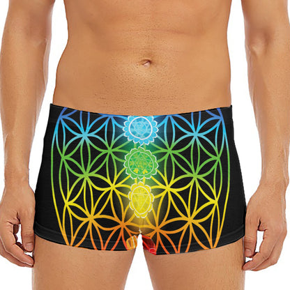 Seven Chakras Flower Of Life Print Men's Short Boxer Briefs