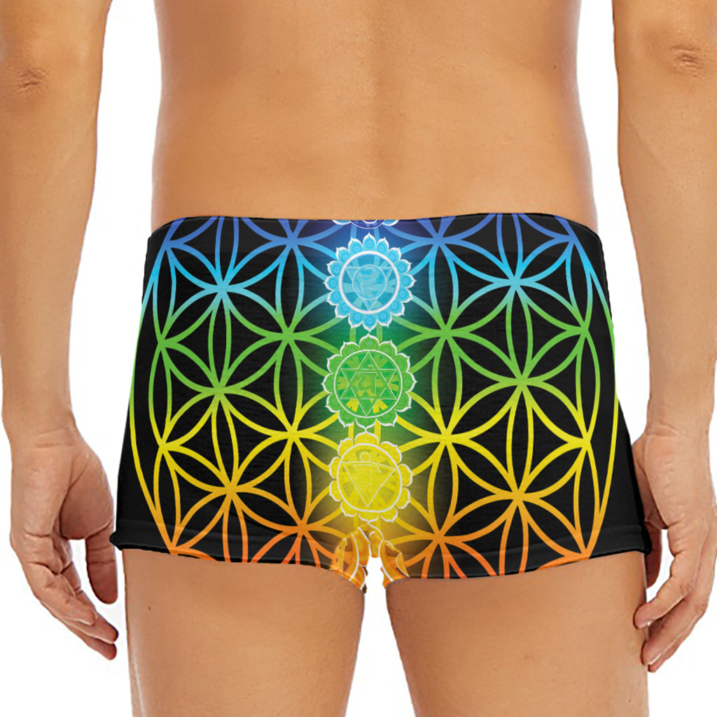 Seven Chakras Flower Of Life Print Men's Short Boxer Briefs