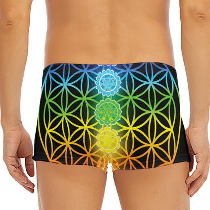 Seven Chakras Flower Of Life Print Men's Short Boxer Briefs