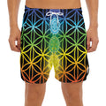 Seven Chakras Flower Of Life Print Men's Split Running Shorts