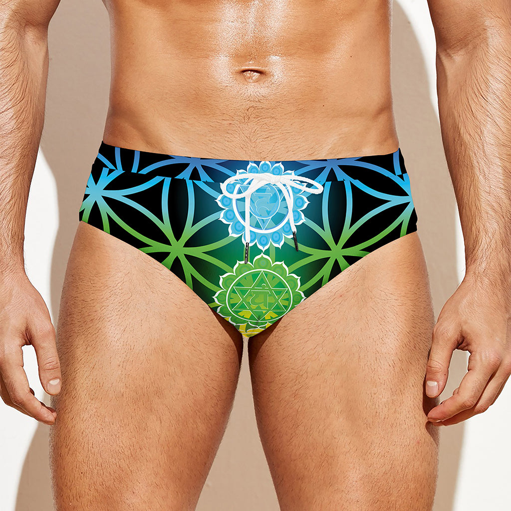 Seven Chakras Flower Of Life Print Men's Swim Briefs
