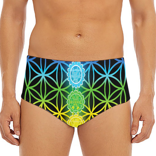 Seven Chakras Flower Of Life Print Men's Triangle Swim Briefs