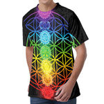 Seven Chakras Flower Of Life Print Men's Velvet T-Shirt