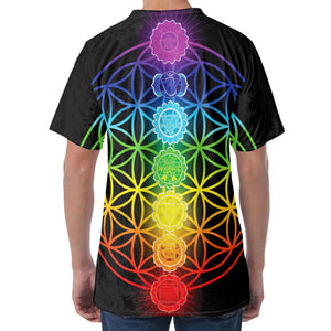 Seven Chakras Flower Of Life Print Men's Velvet T-Shirt