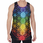 Seven Chakras Flower Of Life Print Men's Velvet Tank Top