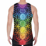 Seven Chakras Flower Of Life Print Men's Velvet Tank Top
