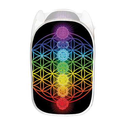Seven Chakras Flower Of Life Print Mesh Laundry Hamper