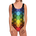 Seven Chakras Flower Of Life Print One Piece Swimsuit