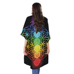 Seven Chakras Flower Of Life Print Open Front Beach Cover Up