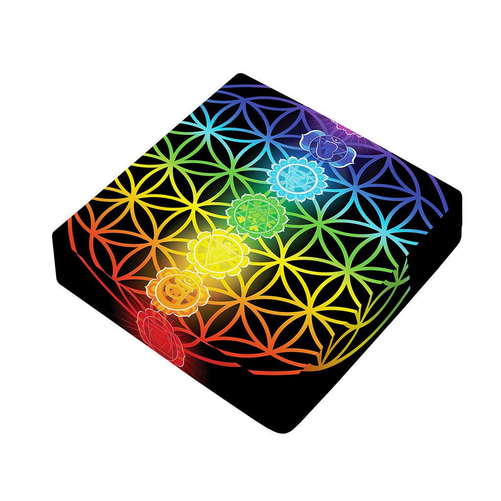 Seven Chakras Flower Of Life Print Outdoor Seat Cushion Cover