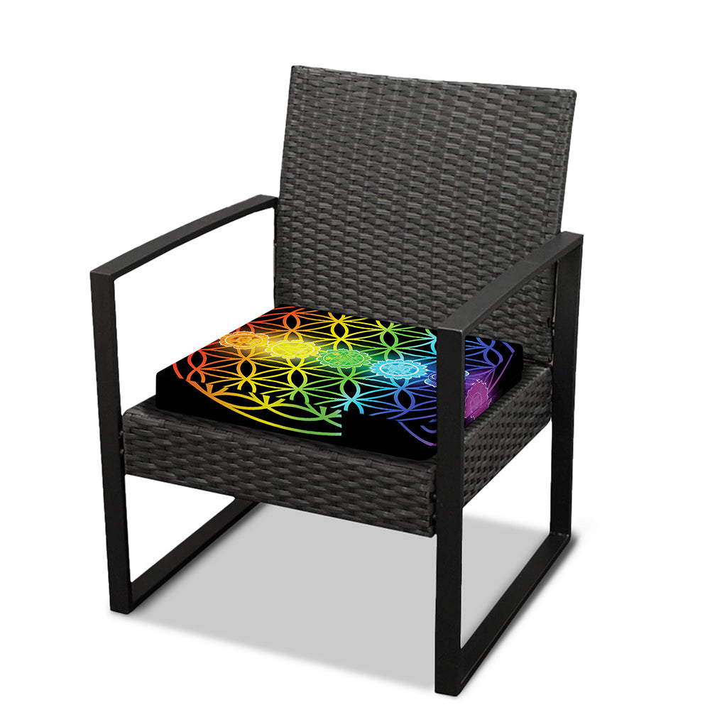 Seven Chakras Flower Of Life Print Outdoor Seat Cushion Cover