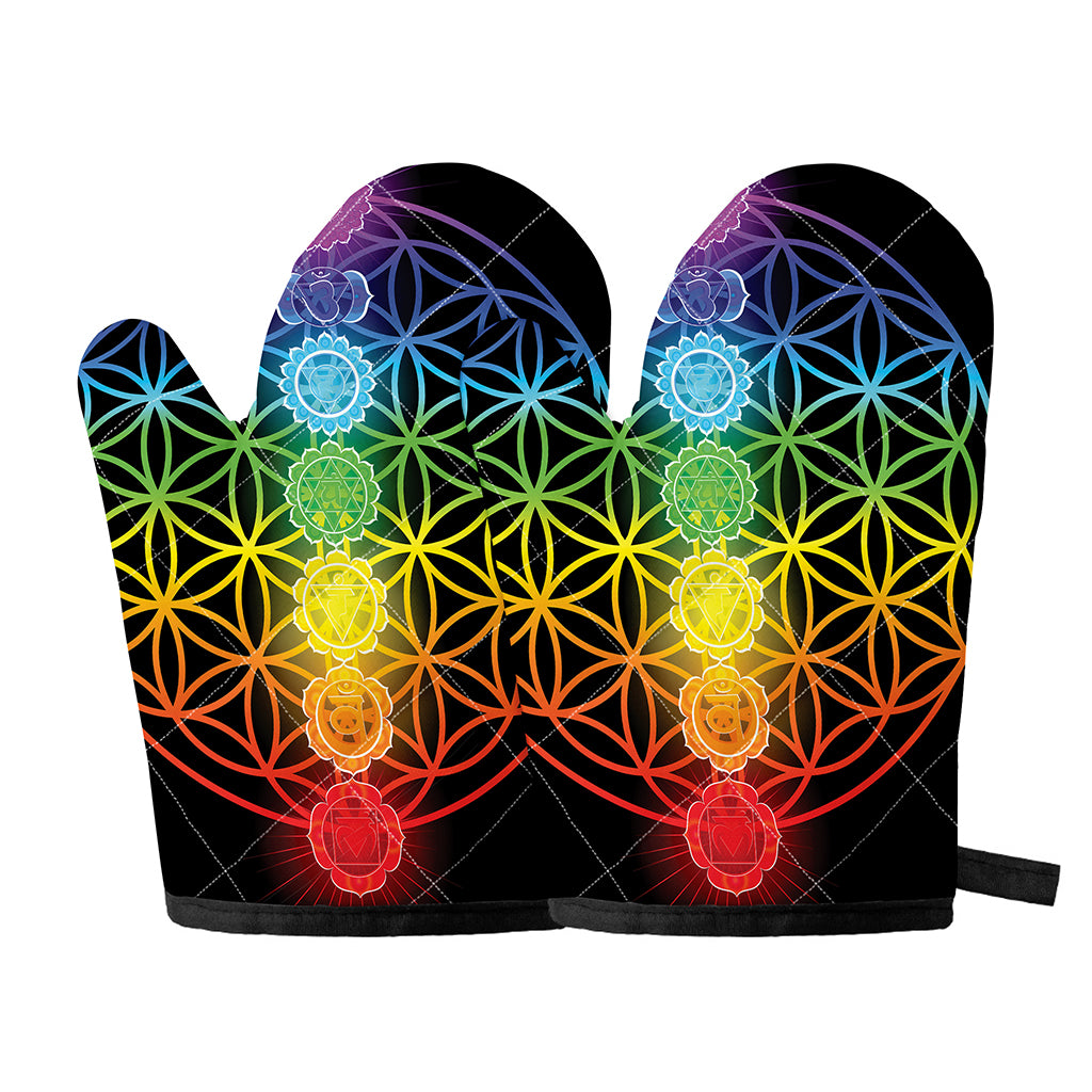Seven Chakras Flower Of Life Print Oven Mitts