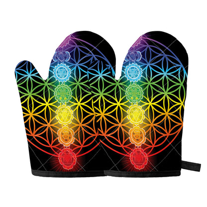 Seven Chakras Flower Of Life Print Oven Mitts