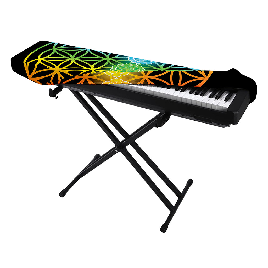Seven Chakras Flower Of Life Print Piano Keyboard Cover
