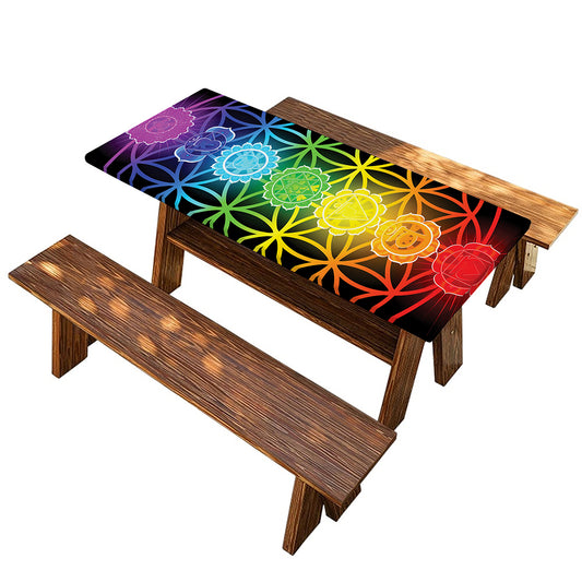 Seven Chakras Flower Of Life Print Picnic Table Cover
