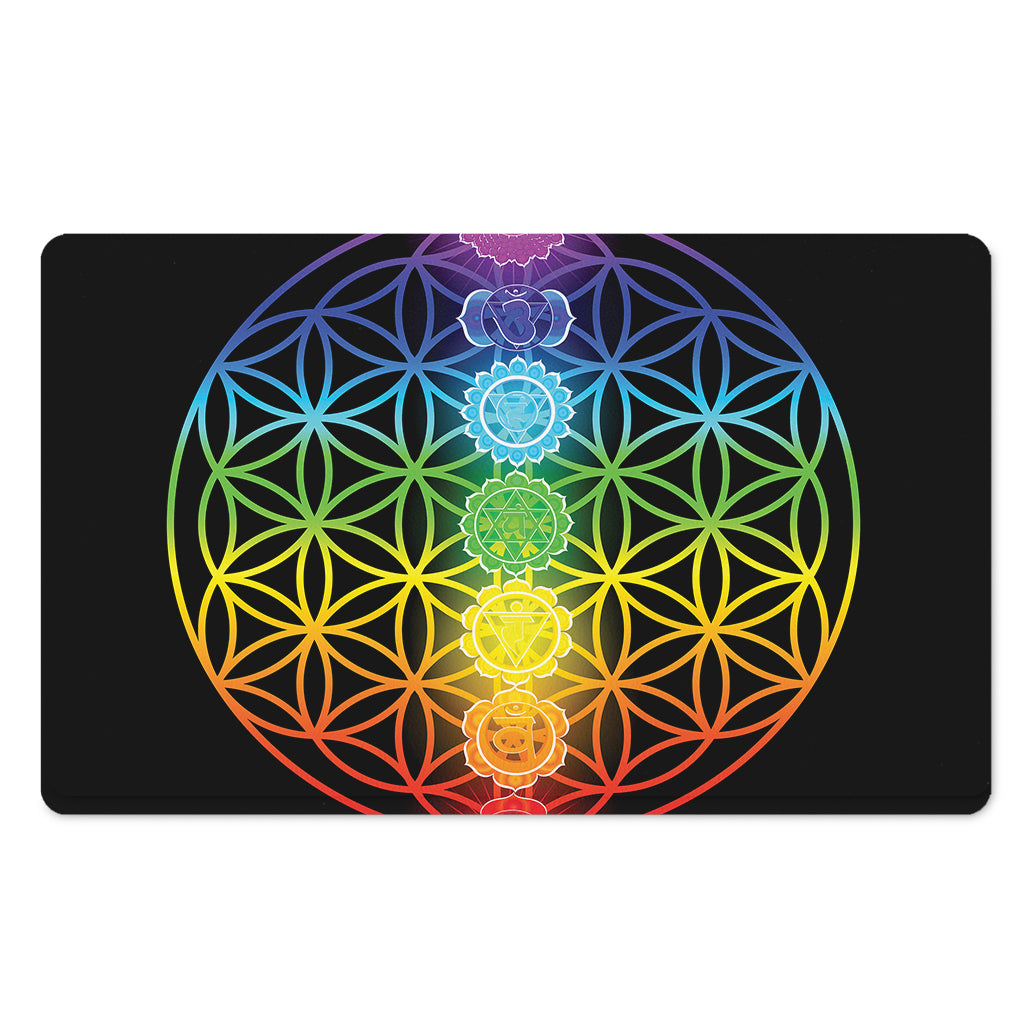 Seven Chakras Flower Of Life Print Polyester Doormat