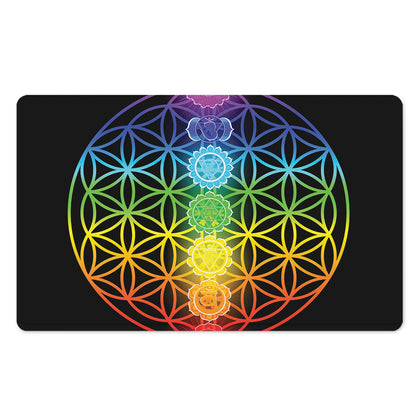Seven Chakras Flower Of Life Print Polyester Doormat