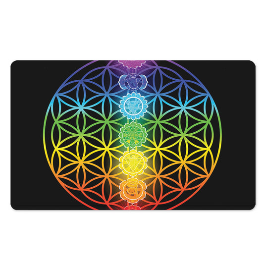 Seven Chakras Flower Of Life Print Polyester Doormat