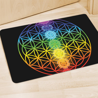 Seven Chakras Flower Of Life Print Polyester Doormat