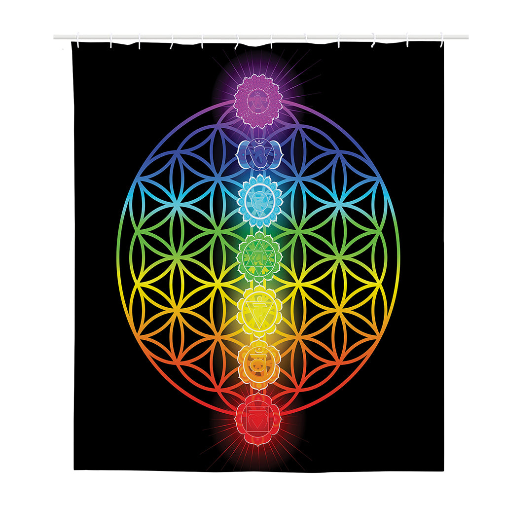 Seven Chakras Flower Of Life Print Polyester Shower Curtain
