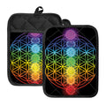 Seven Chakras Flower Of Life Print Pot Holders With Pocket