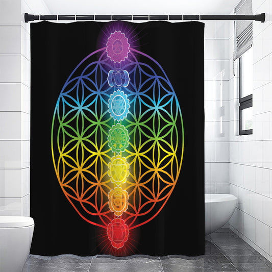 Seven Chakras Flower Of Life Print Premium Shower Curtain