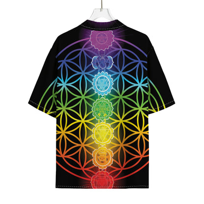 Seven Chakras Flower Of Life Print Rayon Hawaiian Shirt
