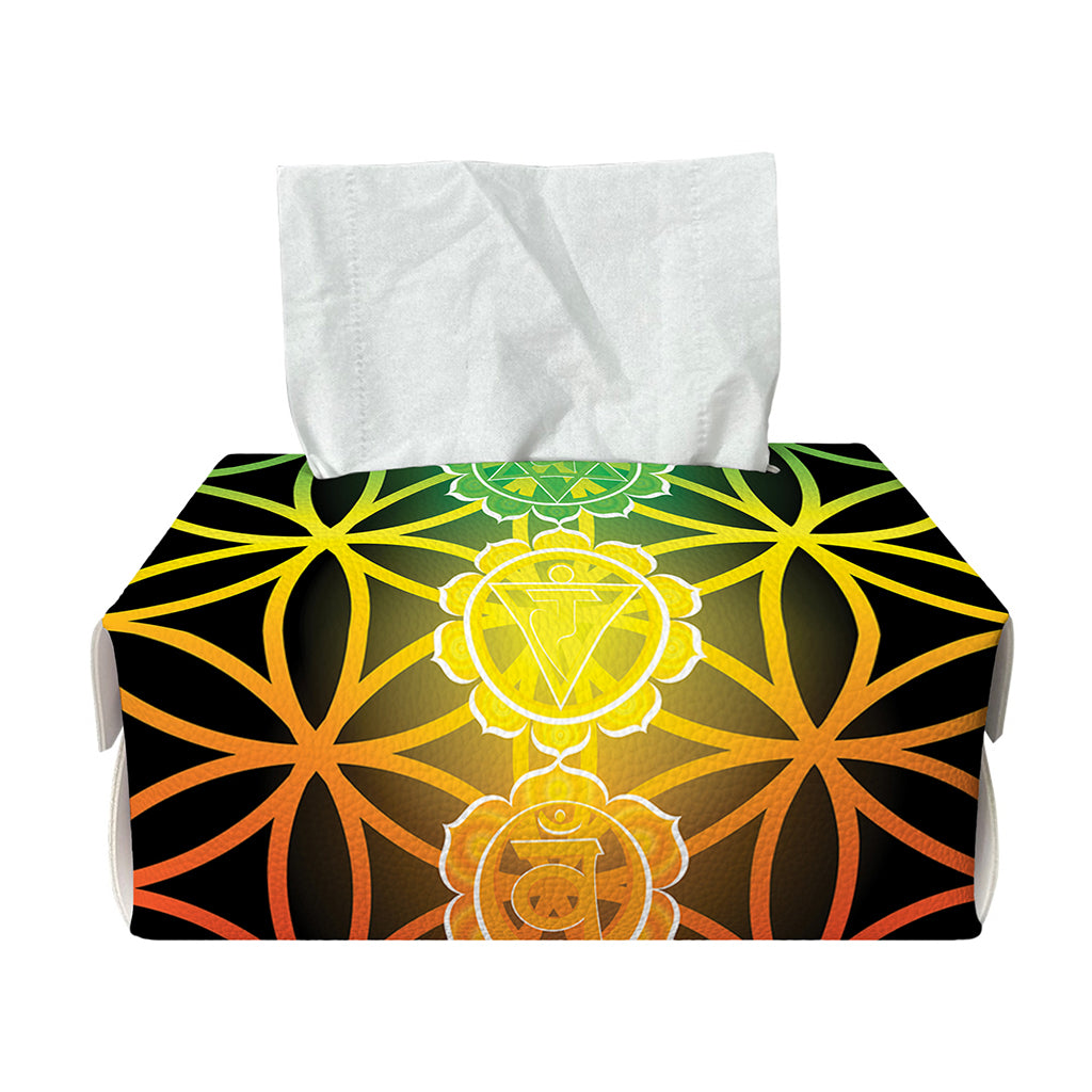 Seven Chakras Flower Of Life Print Rectangle Tissue Box Cover